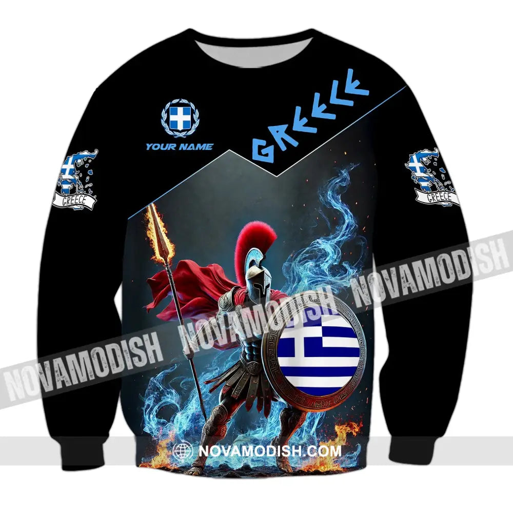 Unisex Shirt - Custom Text Greece Long Sleeve / S T-Shirt