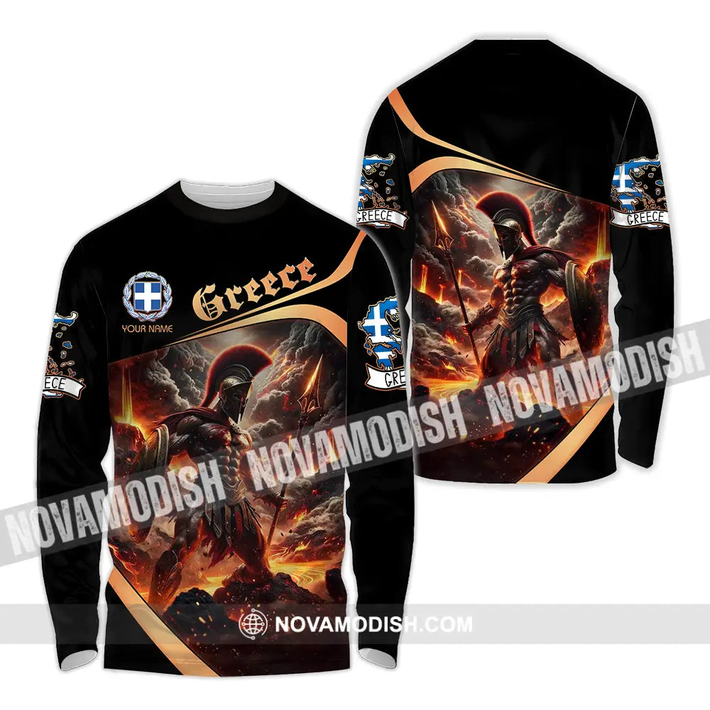 Unisex Shirt - Custom Text Shirt Greece Long Sleeve Shirt / S T-shirt