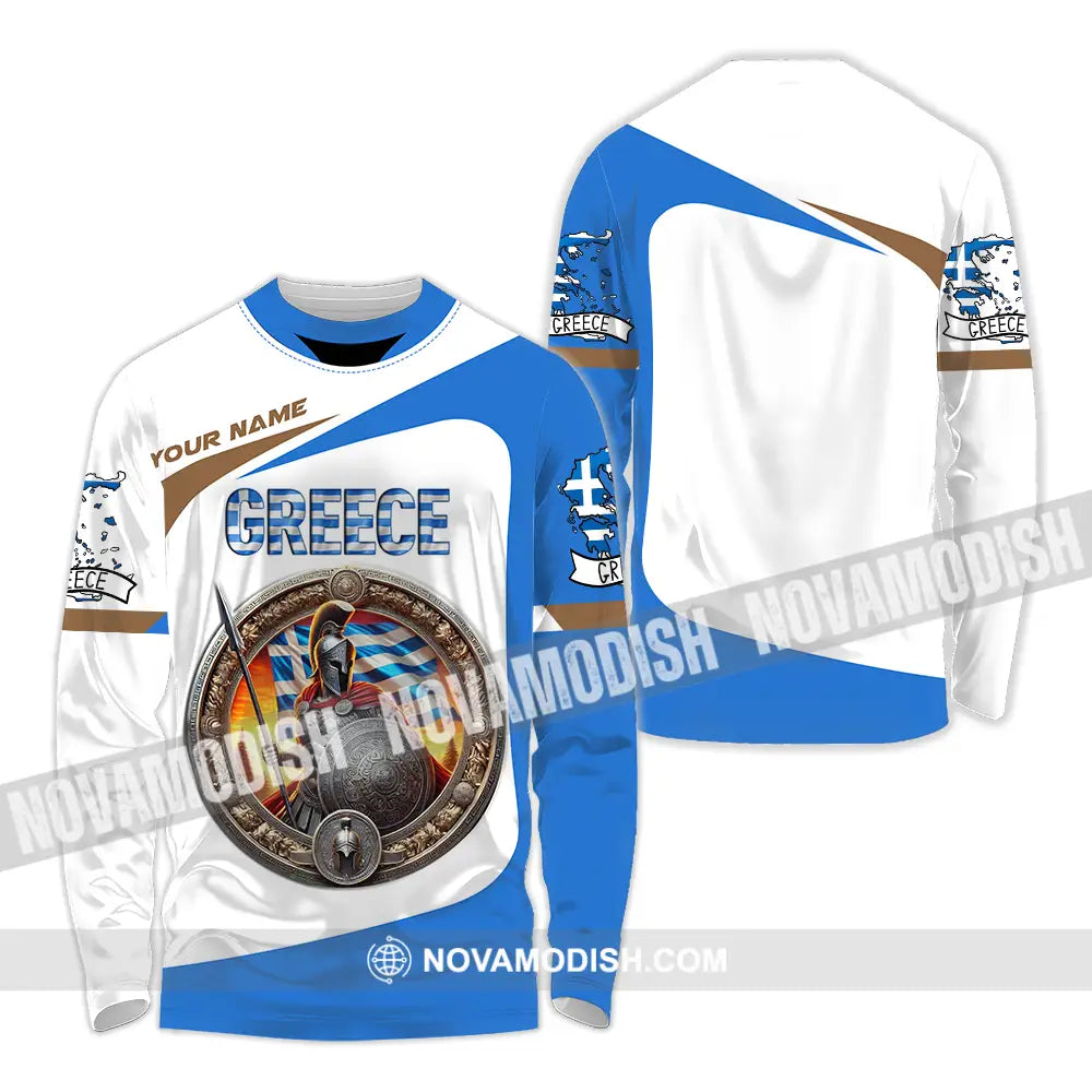 Unisex Shirt - Custom Text Shirt Greece Long Sleeve Shirt / S T-shirt
