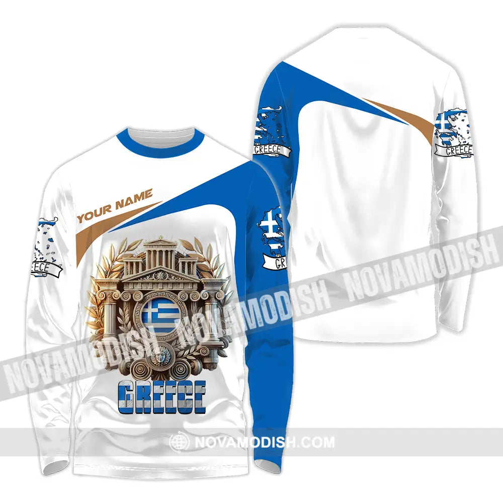 Unisex Shirt - Custom Text Shirt Greece Long Sleeve Shirt / S T-shirt
