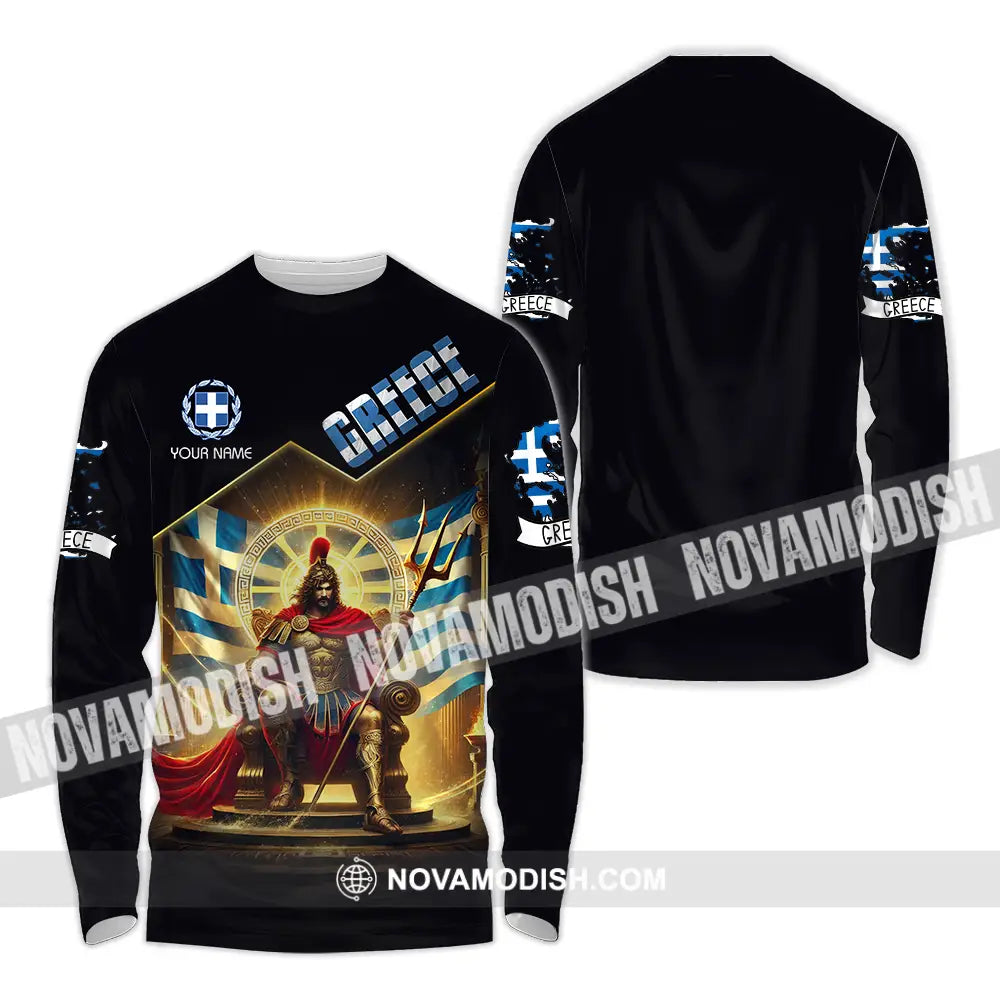 Unisex Shirt - Custom Text Shirt Greece Long Sleeve Shirt / S T-shirt