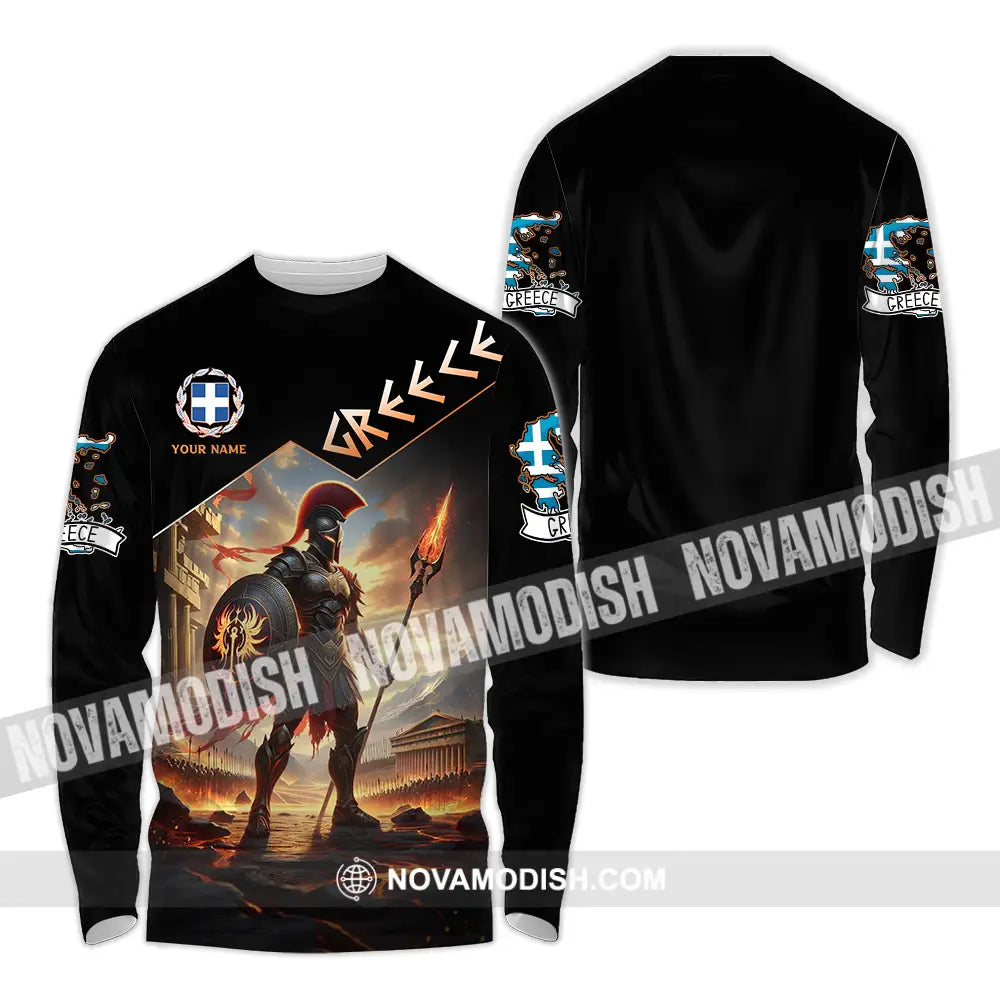 Unisex Shirt - Custom Text Shirt Greece Long Sleeve Shirt / S T-shirt