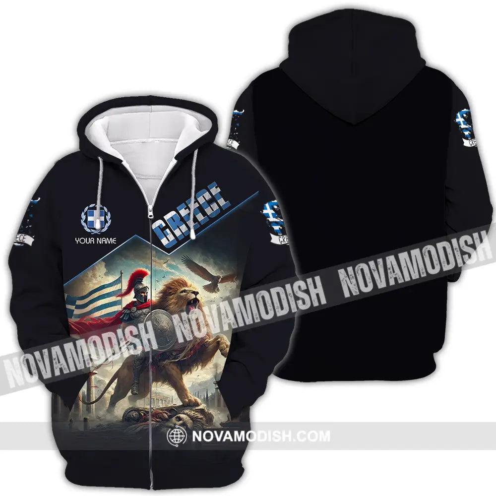Unisex Shirt - Custom Text Shirt Greece Zipper Hoodie / S T-shirt