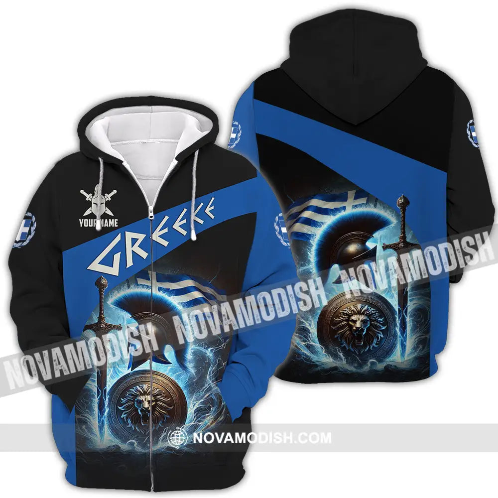 Unisex Shirt - Custom Text Shirt Greece Zipper Hoodie / S T-shirt