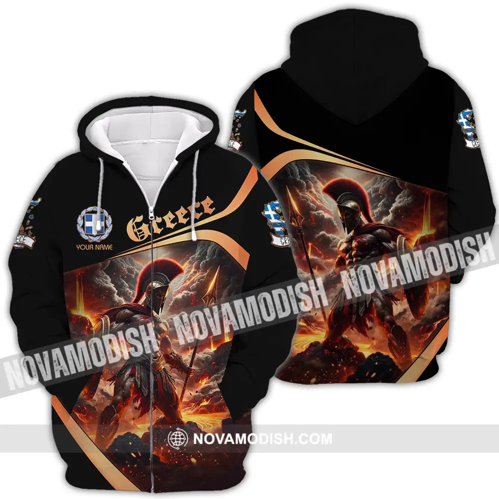 Unisex Shirt - Custom Text Shirt Greece Zipper Hoodie / S T-shirt