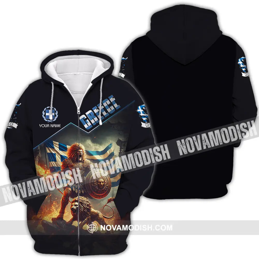 Unisex Shirt - Custom Text Shirt Greece Zipper Hoodie / S T-shirt