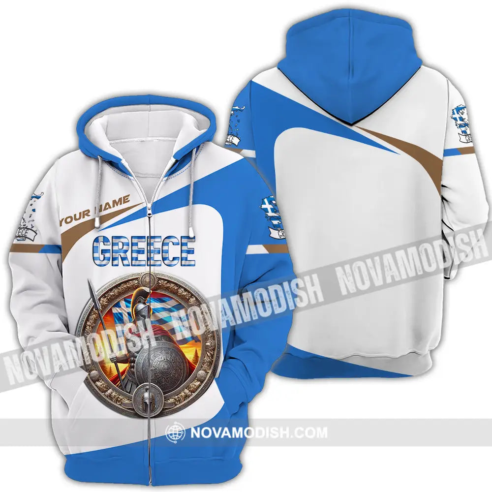 Unisex Shirt - Custom Text Shirt Greece Zipper Hoodie / S T-shirt