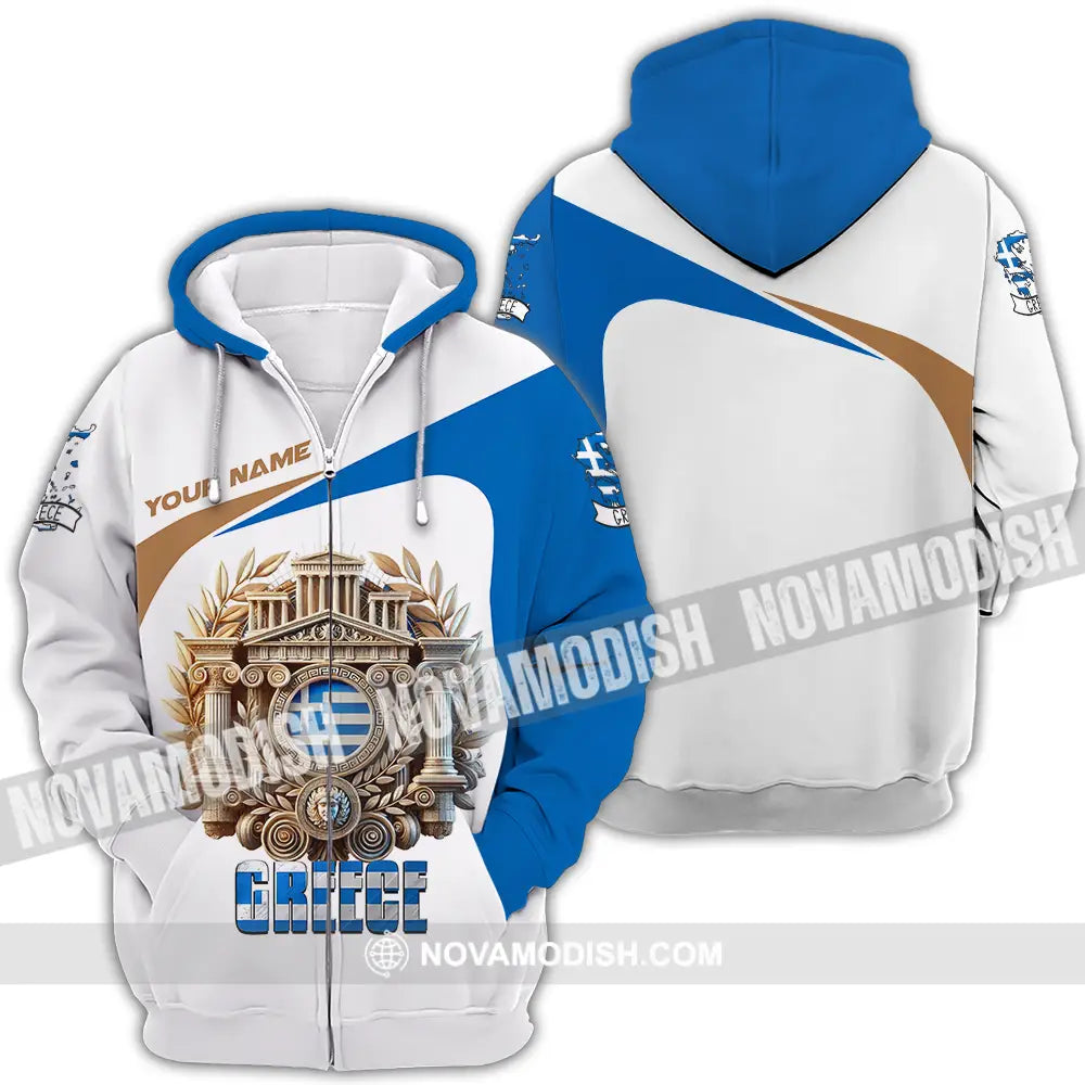 Unisex Shirt - Custom Text Shirt Greece Zipper Hoodie / S T-shirt
