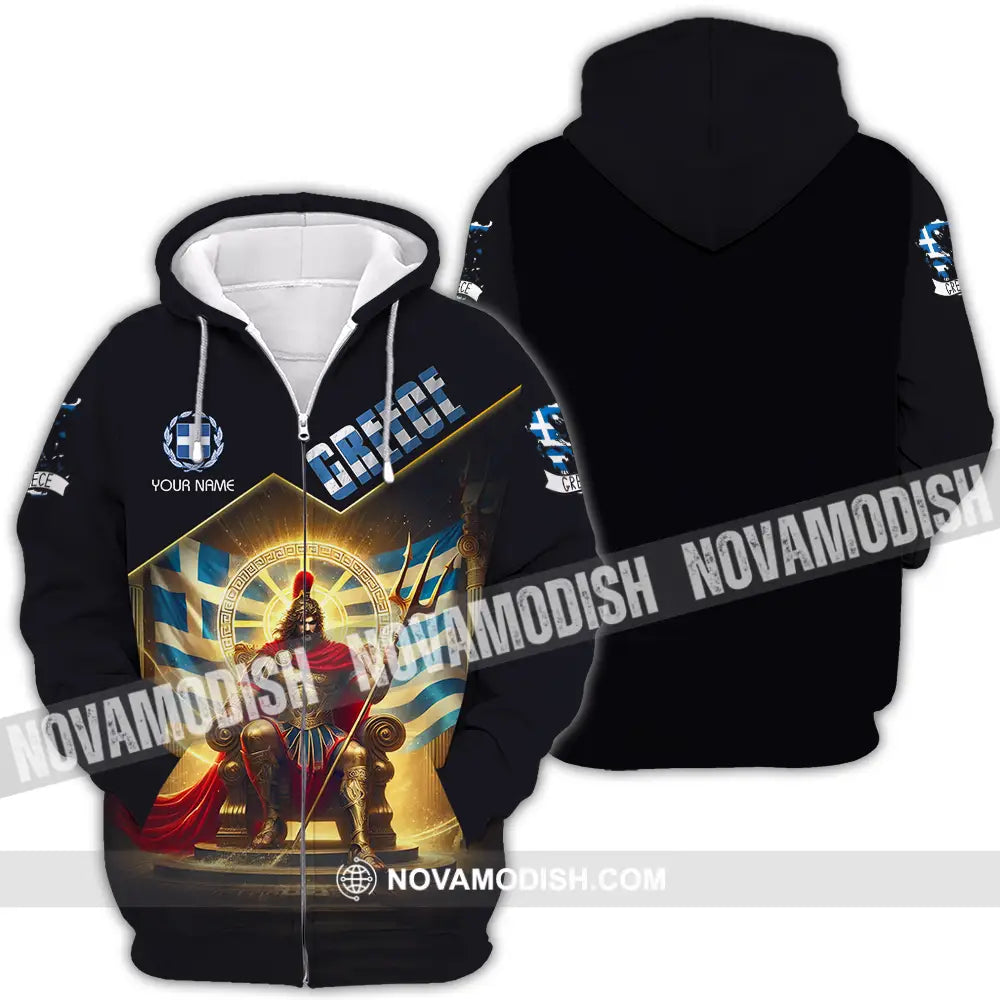 Unisex Shirt - Custom Text Shirt Greece Zipper Hoodie / S T-shirt