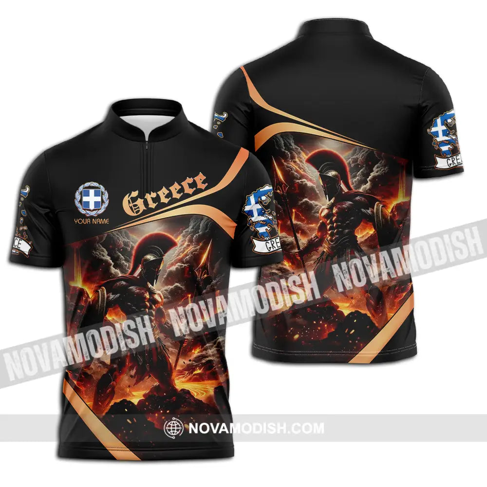 Unisex Shirt - Custom Text Shirt Greece Zipper Polo Shirt / S T-shirt