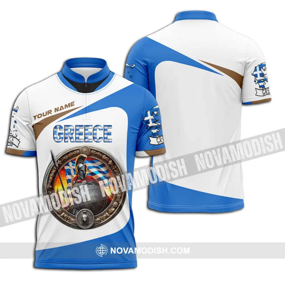 Unisex Shirt - Custom Text Shirt Greece Zipper Polo Shirt / S T-shirt