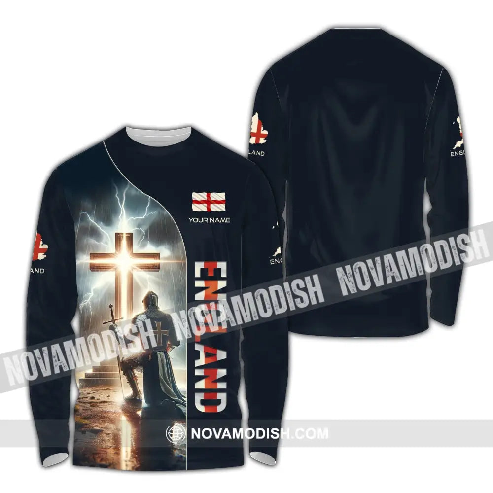 Unisex Shirt - Custom Text Guardian Of England Long Sleeve / S T-Shirt