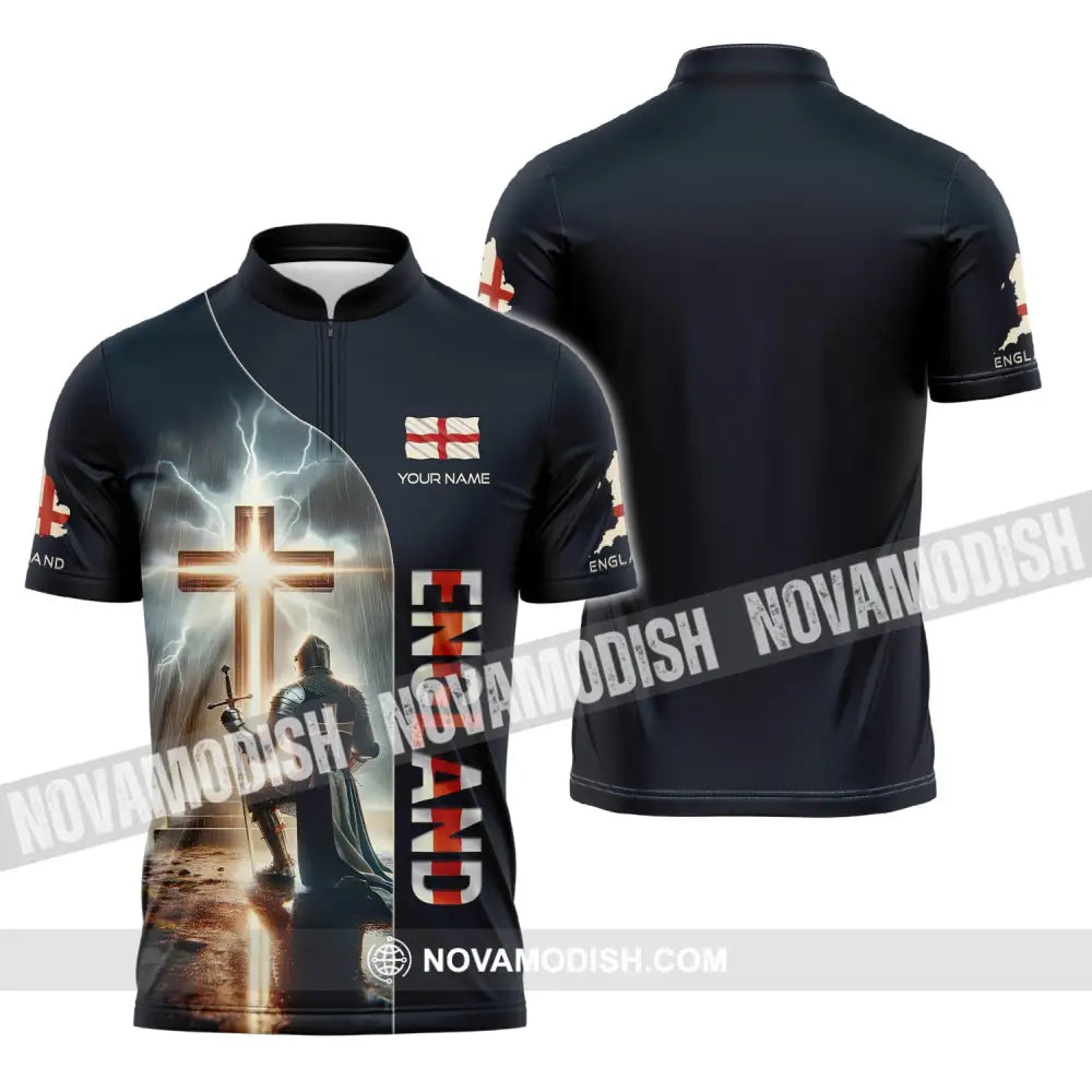 Unisex Shirt - Custom Text Guardian Of England Zipper Polo / S T-Shirt