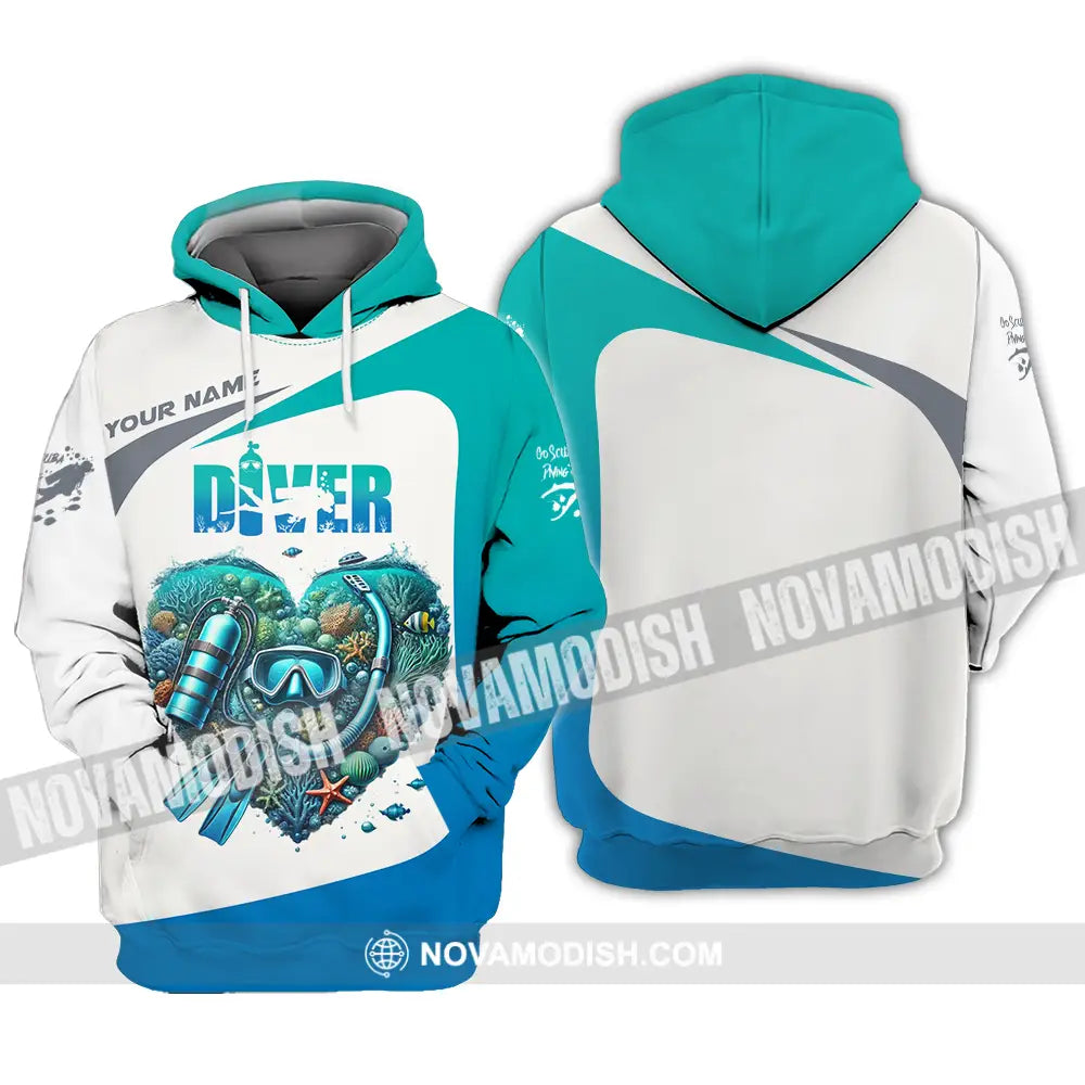Unisex Shirt - Custom Text Shirt Heart Of Diver Hoodie / S T-shirt