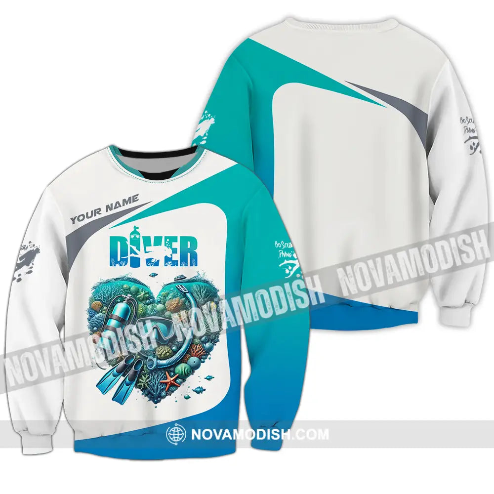 Unisex Shirt - Custom Text Shirt Heart Of Diver Long Sleeve / S T-shirt