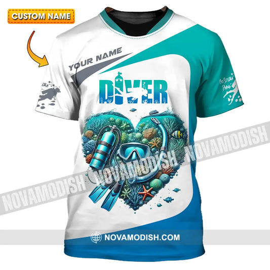 Unisex Shirt - Custom Text Shirt Heart Of Diver T-shirt