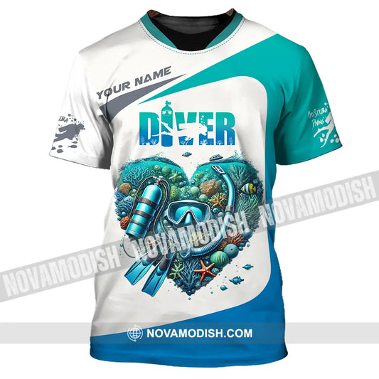 Unisex Shirt - Custom Text Shirt Heart Of Diver T-Shirt / S T-shirt