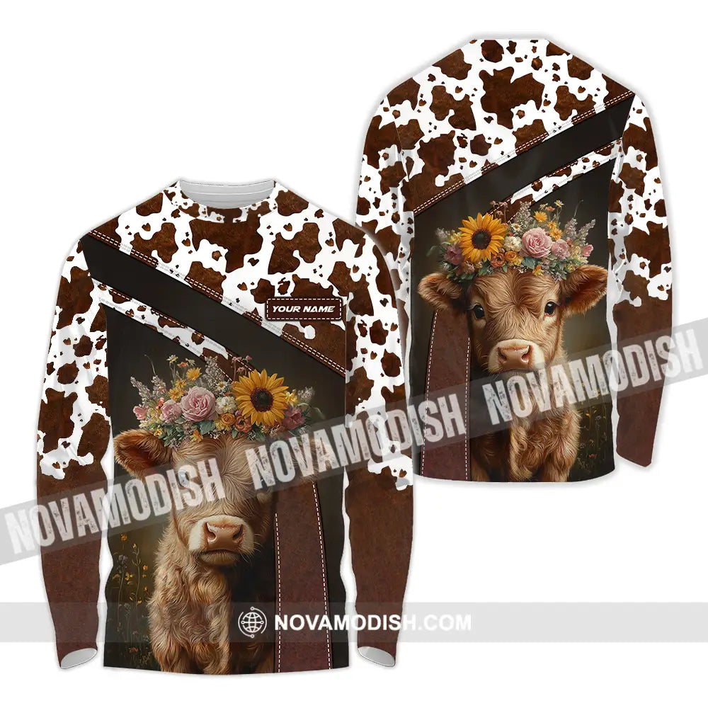 Unisex Shirt - Custom Text Shirt Highland Cow Shirt Long Sleeve Shirt / S T-shirt