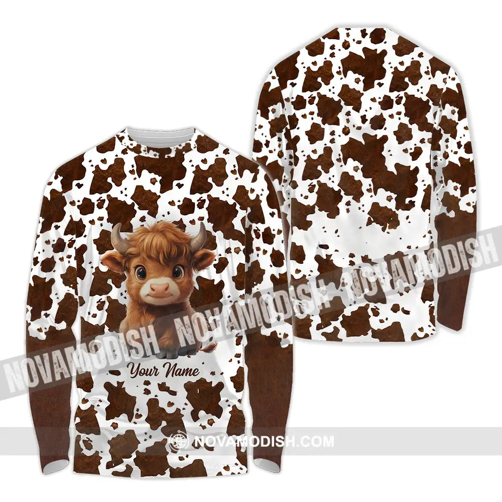 Unisex Shirt - Custom Text Shirt Highland Cow Shirt Long Sleeve Shirt / S T-shirt