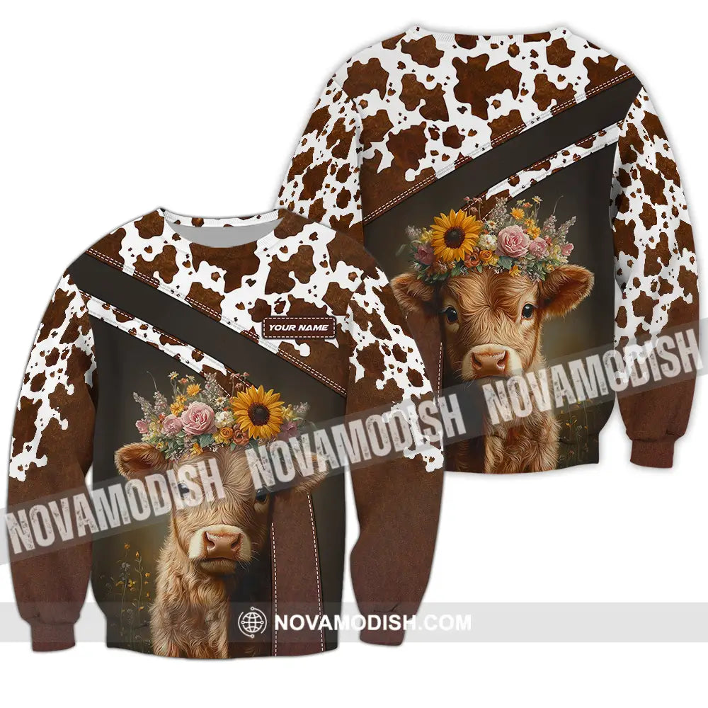 Unisex Shirt - Custom Text Shirt Highland Cow Shirt Long Sleeve / S T-shirt