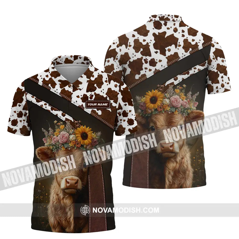 Unisex Shirt - Custom Text Shirt Highland Cow Shirt Polo Shirt / S T-shirt