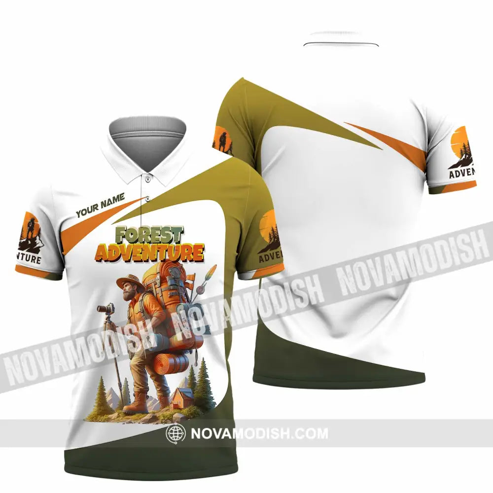 Unisex Shirt - Custom Text Shirt Hiking Forest Adventure Polo Shirt / S T-shirt