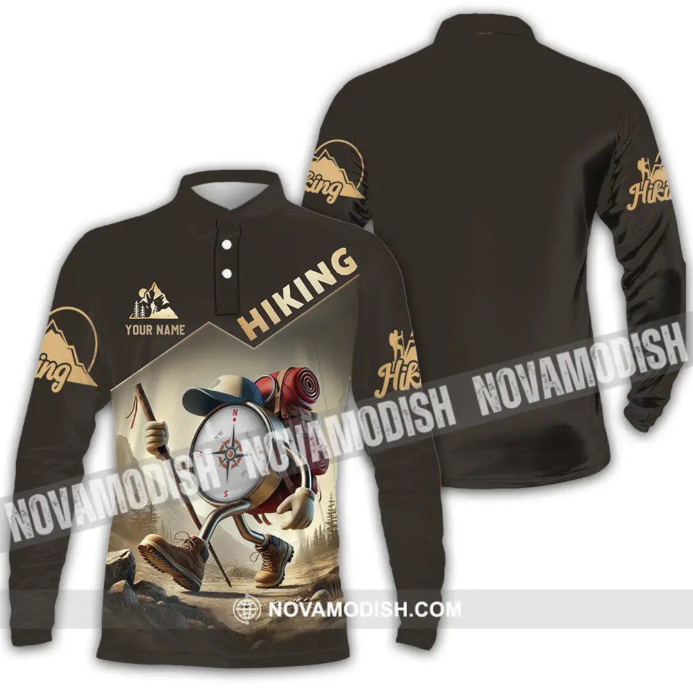 Unisex Shirt - Custom Text Shirt Hiking Shirt Long Sleeve Polo / S T-shirt