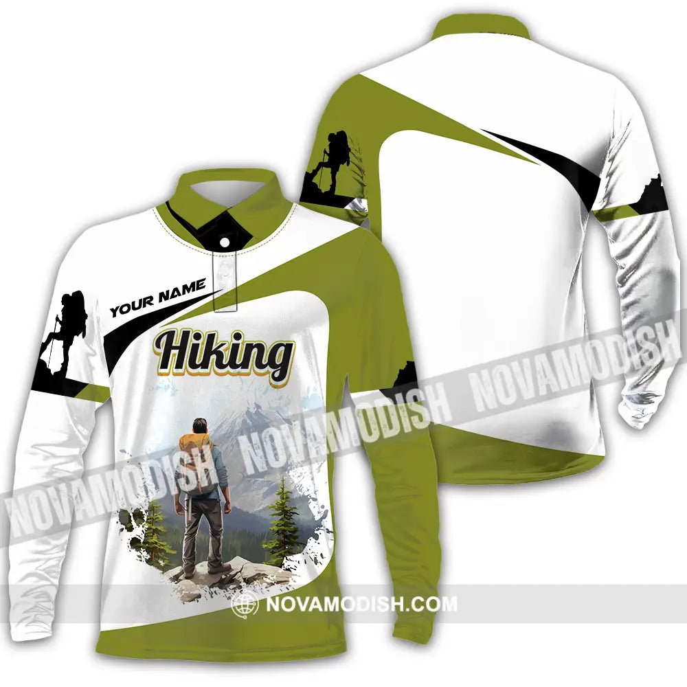 Unisex Shirt - Custom Text Shirt Hiking Long Sleeve Polo / S T-shirt