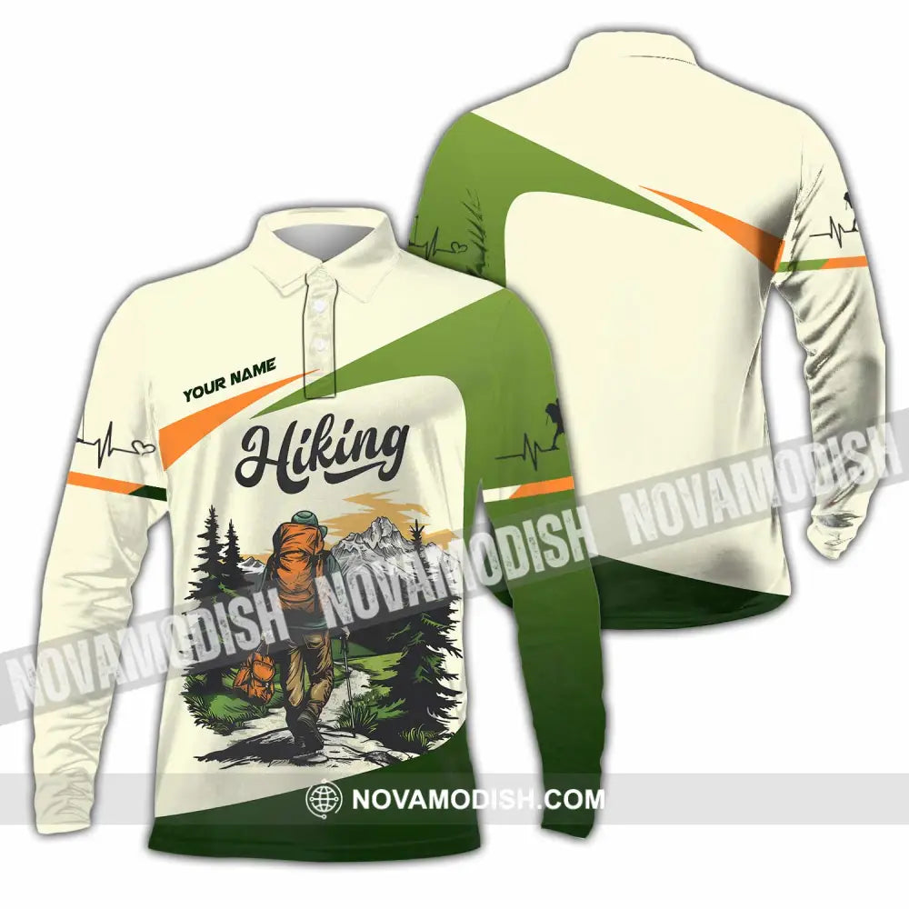 Unisex Shirt - Custom Text Shirt Hiking Shirt Long Sleeve Polo / S T-shirt