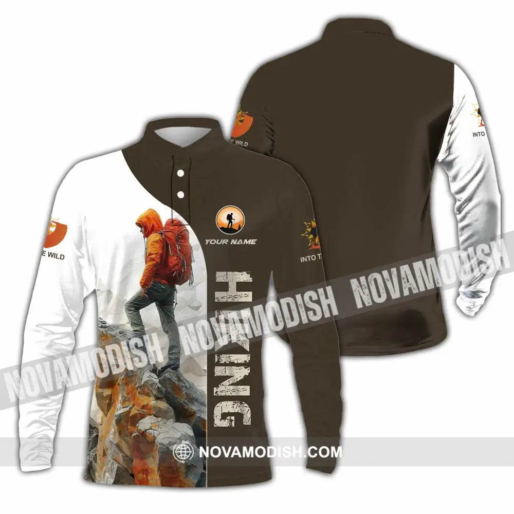 Unisex Shirt - Custom Text Shirt Hiking Shirt Long Sleeve Polo / S T-shirt