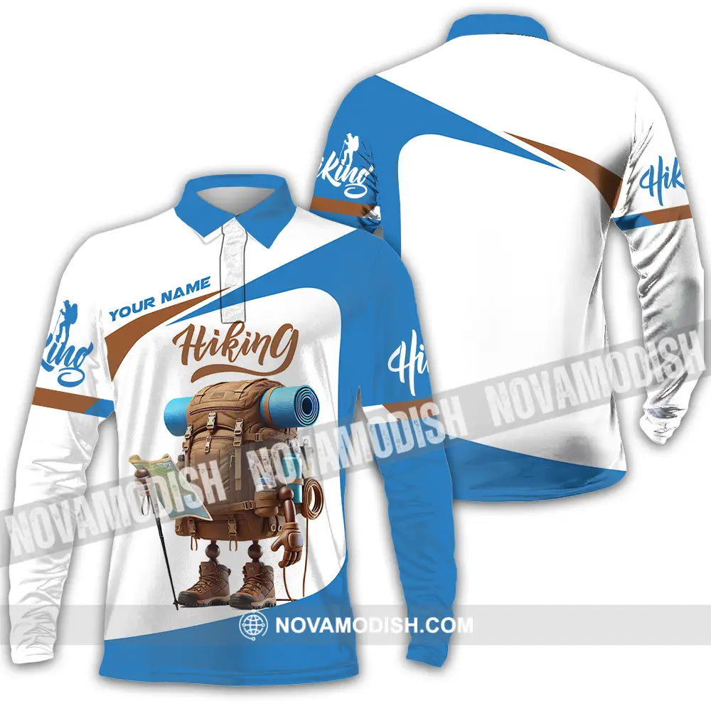 Unisex Shirt - Custom Text Shirt Hiking Long Sleeve Polo / S T-shirt