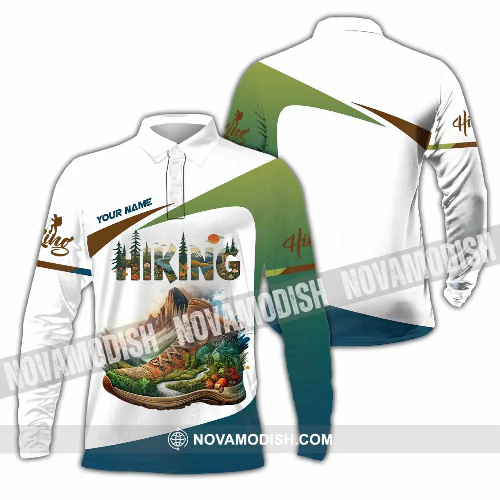 Unisex Shirt - Custom Text Shirt Hiking Shirt Long Sleeve Polo / S T-shirt