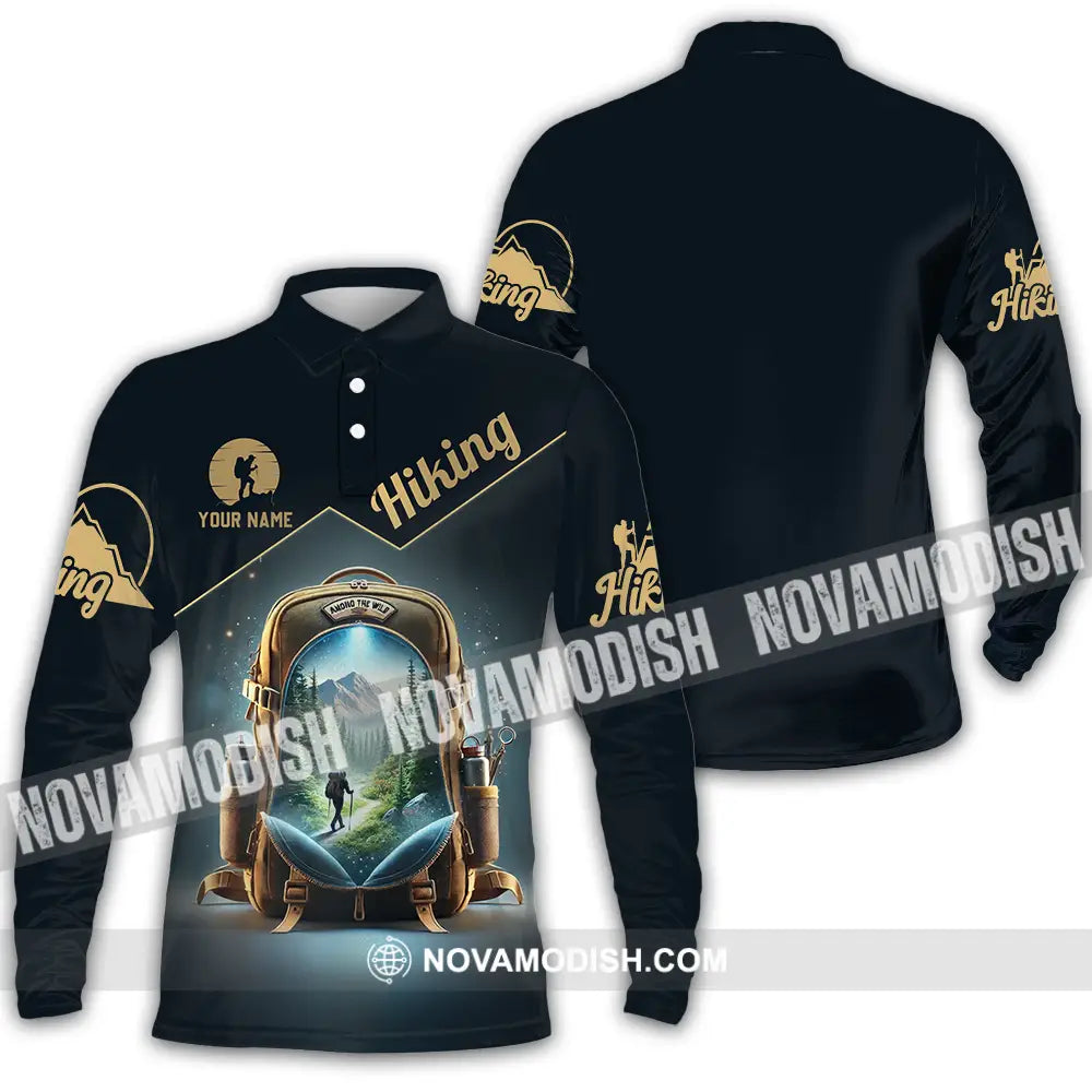 Unisex Shirt - Custom Text Shirt Hiking Shirt Long Sleeve Polo / S T-shirt