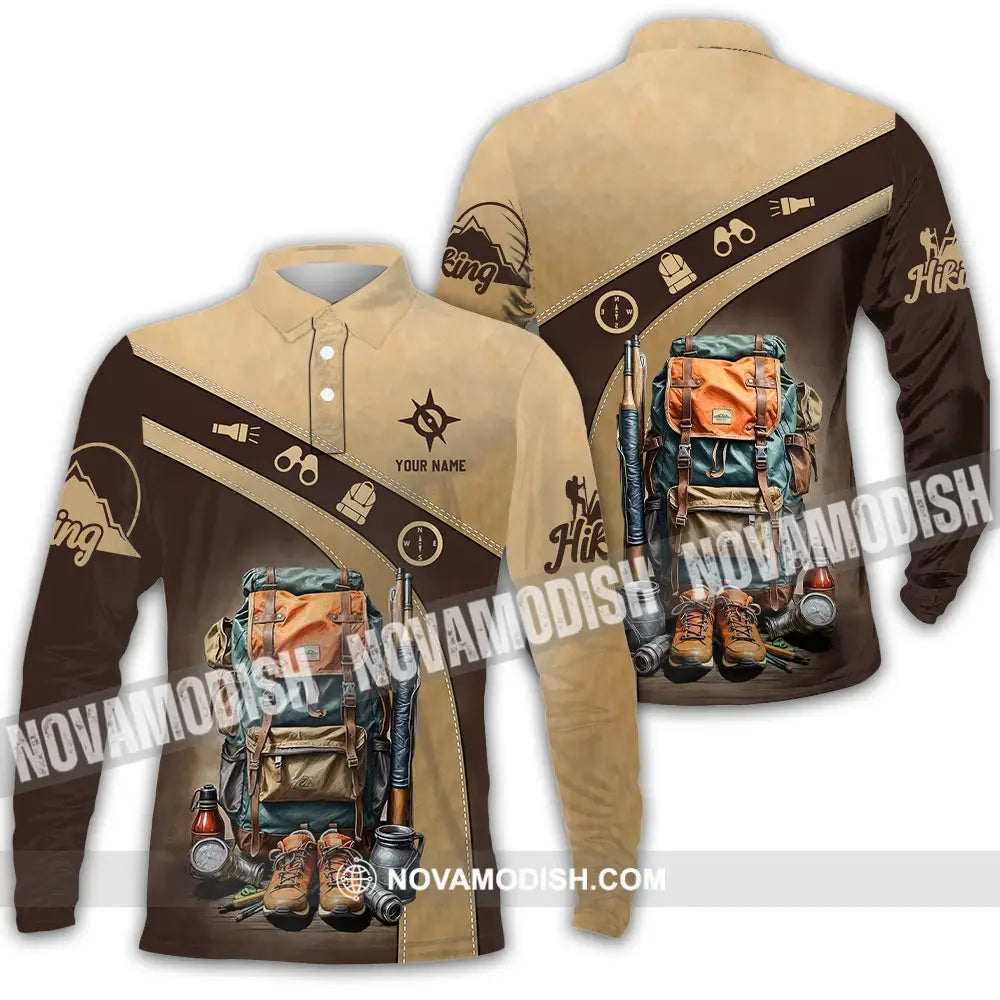 Unisex Shirt - Custom Text Shirt Hiking Shirt Long Sleeve Polo / S T-shirt