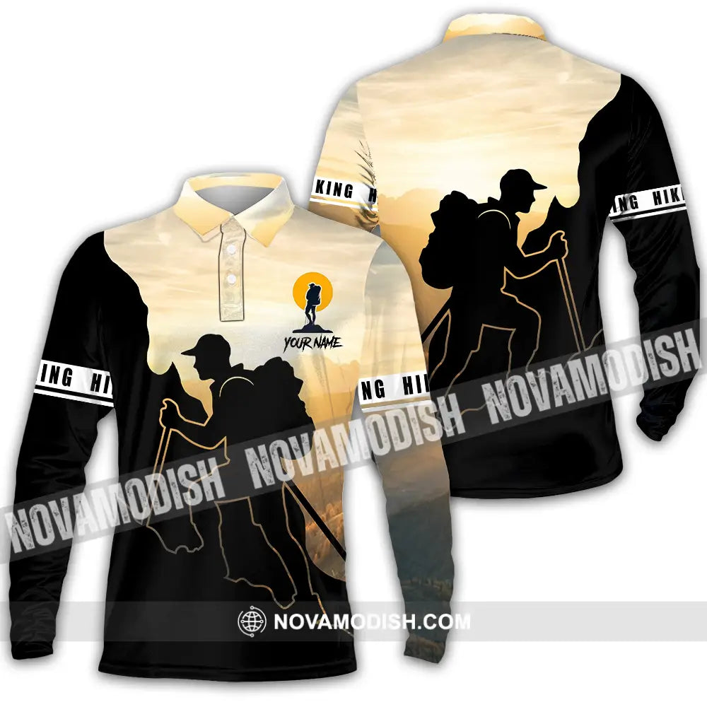 Unisex Shirt - Custom Text Shirt Hiking Long Sleeve Polo / S T-shirt