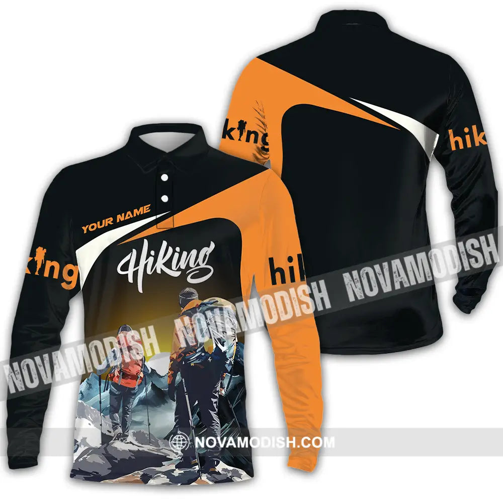 Unisex Shirt - Custom Text Shirt Hiking Long Sleeve Polo / S T-shirt
