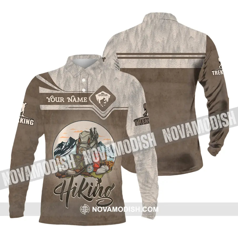 Unisex Shirt - Custom Text Shirt Hiking Long Sleeve Polo / S T-shirt