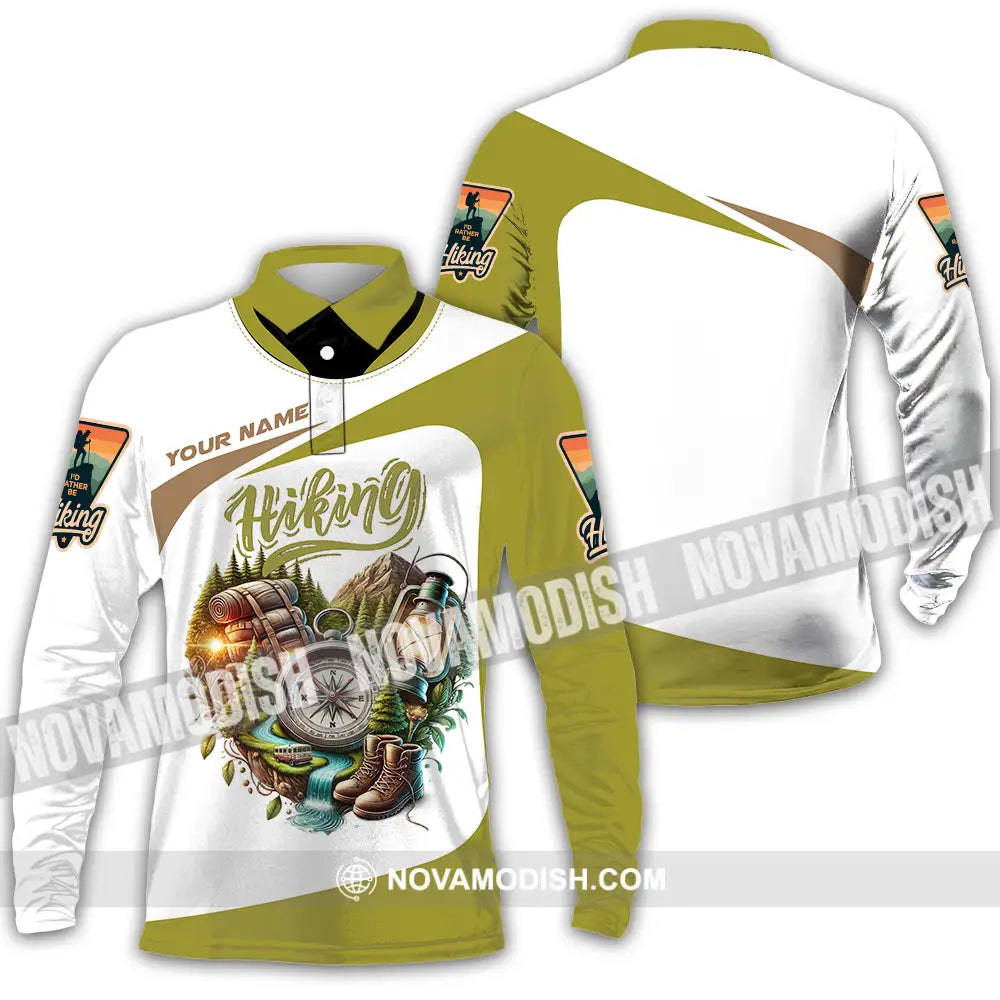 Unisex Shirt - Custom Text Shirt Hiking Shirt Long Sleeve Polo / S T-shirt