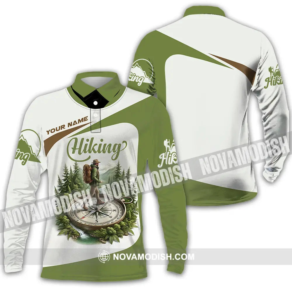 Unisex Shirt - Custom Text Shirt Hiking Shirt Long Sleeve Polo / S T-shirt