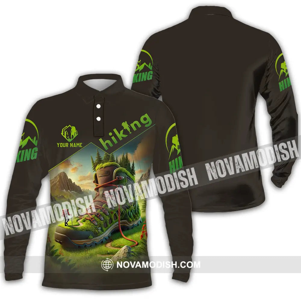 Unisex Shirt - Custom Text Shirt Hiking Lover Long Sleeve Polo / S T-shirt