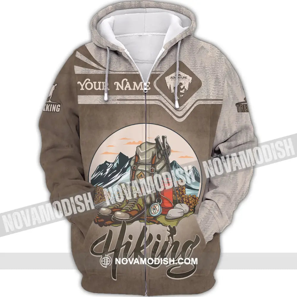 Unisex Shirt - Custom Text Shirt Hiking Zipper Hoodie / S T-shirt
