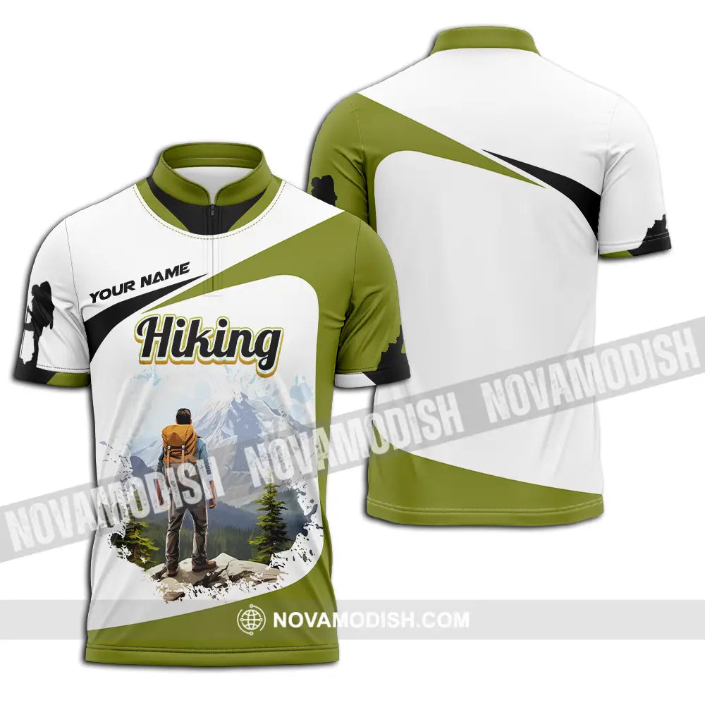 Unisex Shirt - Custom Text Shirt Hiking Zipper Polo Shirt / S T-shirt