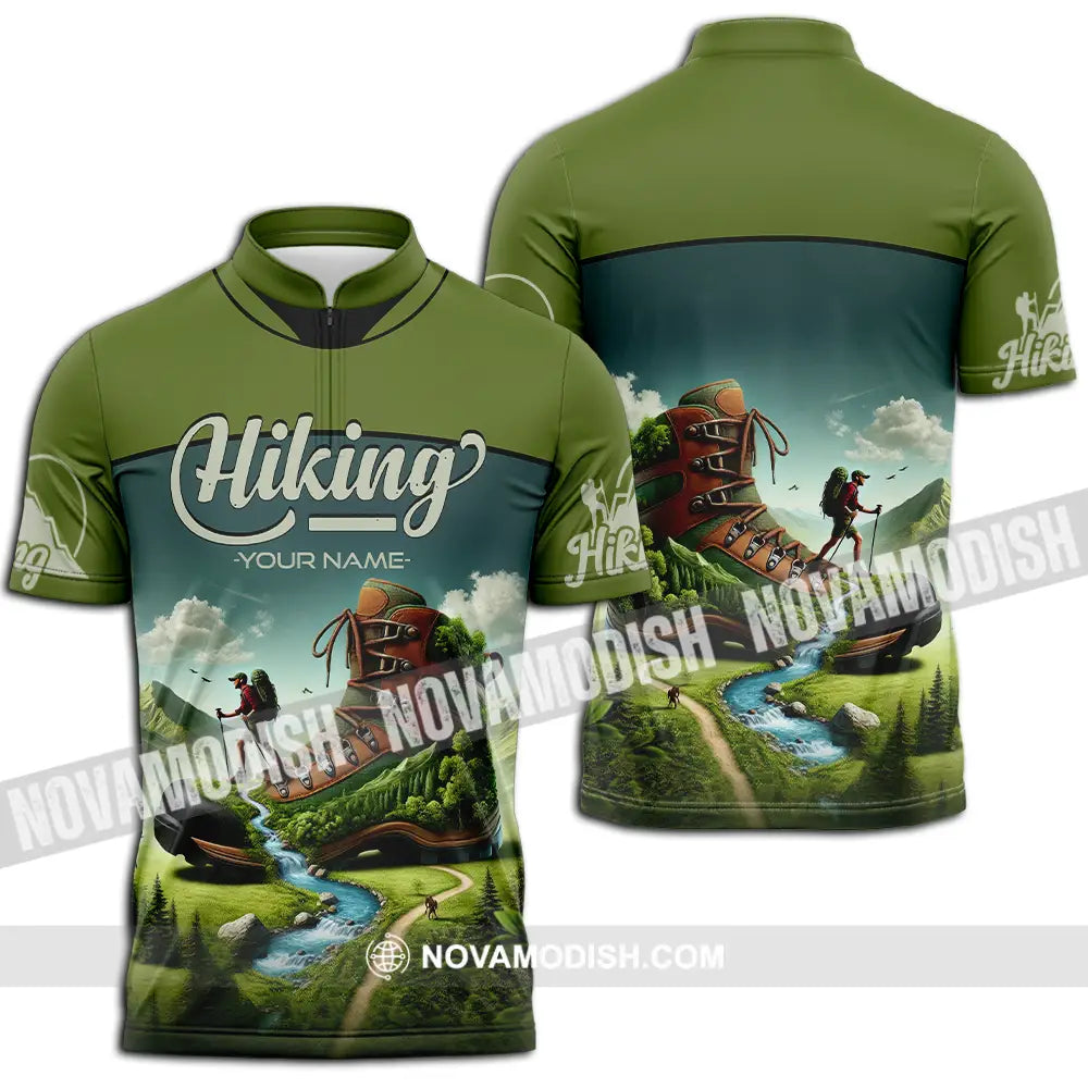 Unisex Shirt - Custom Text Shirt Hiking Shirt Zipper Polo Shirt / S T-shirt