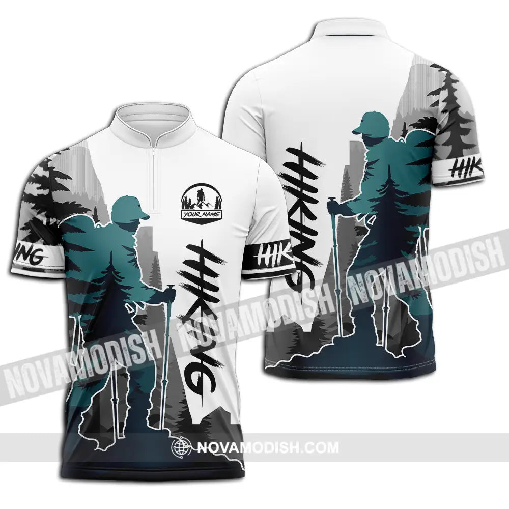 Unisex Shirt - Custom Text Shirt Hiking Zipper Polo Shirt / S T-shirt