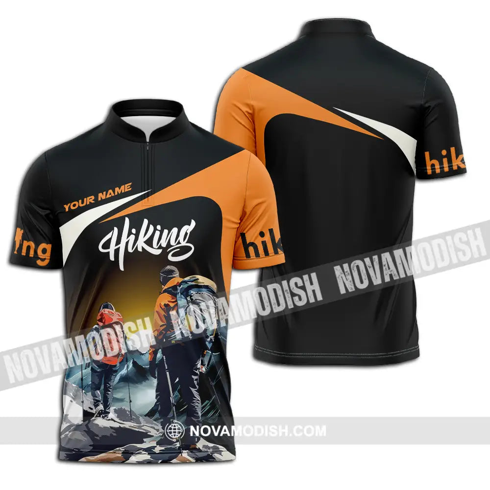 Unisex Shirt - Custom Text Shirt Hiking Zipper Polo Shirt / S T-shirt