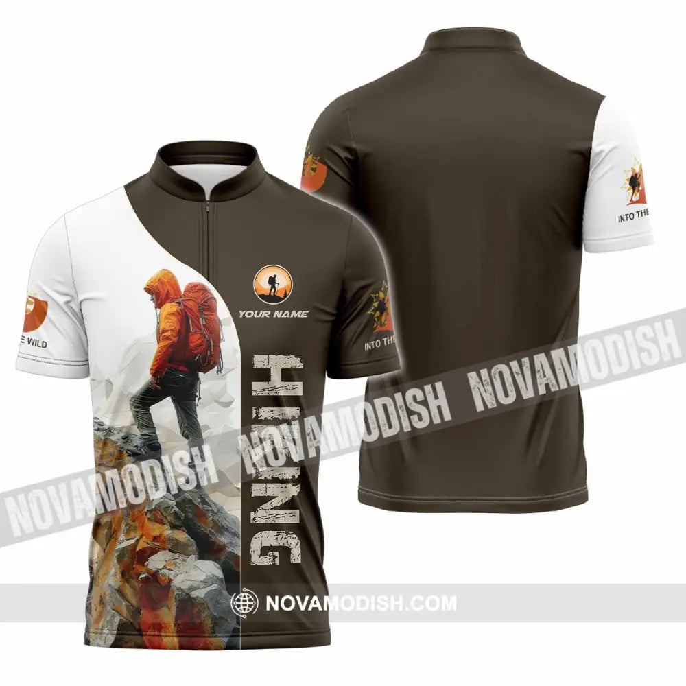 Unisex Shirt - Custom Text Shirt Hiking Shirt Zipper Polo Shirt / S T-shirt