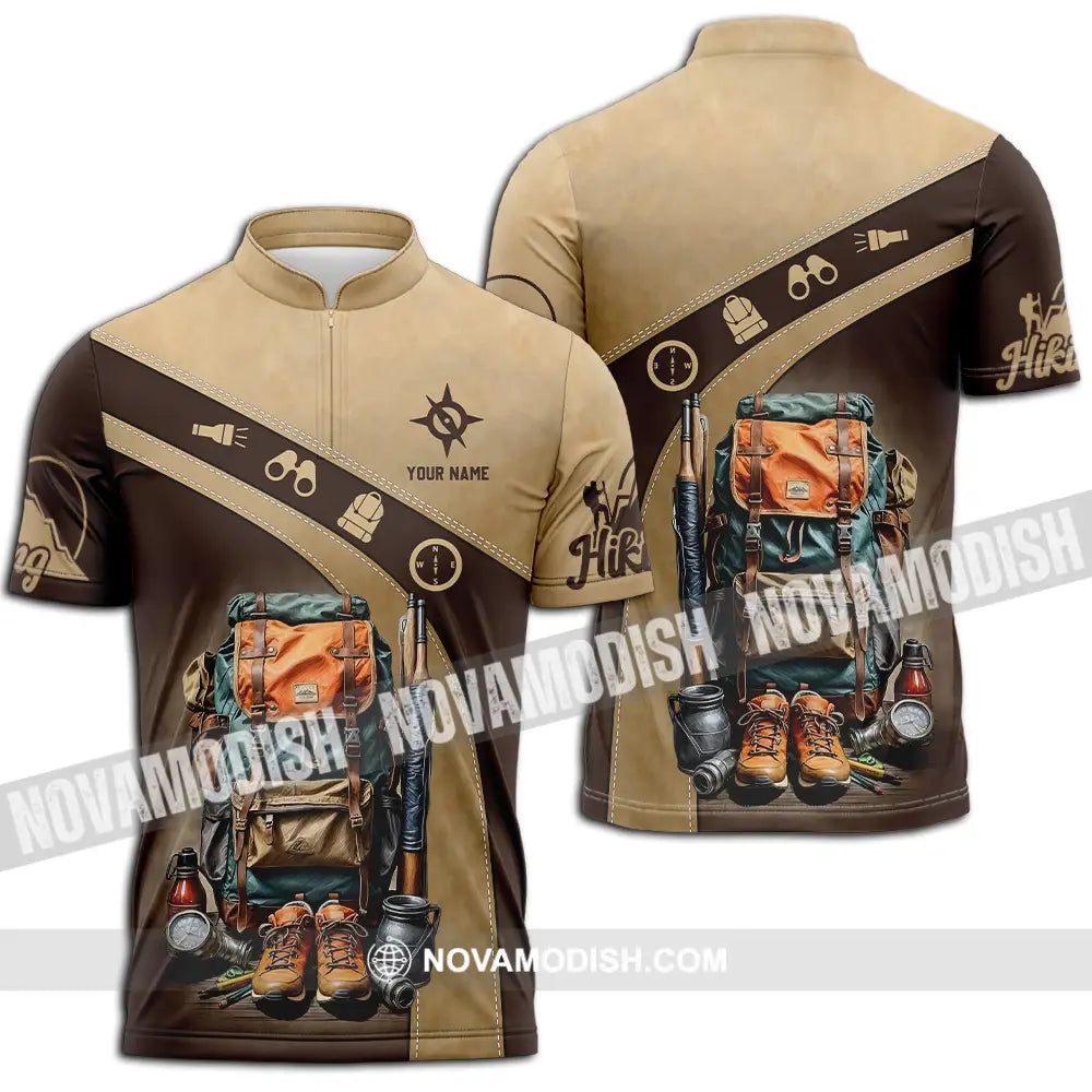 Unisex Shirt - Custom Text Shirt Hiking Shirt Zipper Polo Shirt / S T-shirt