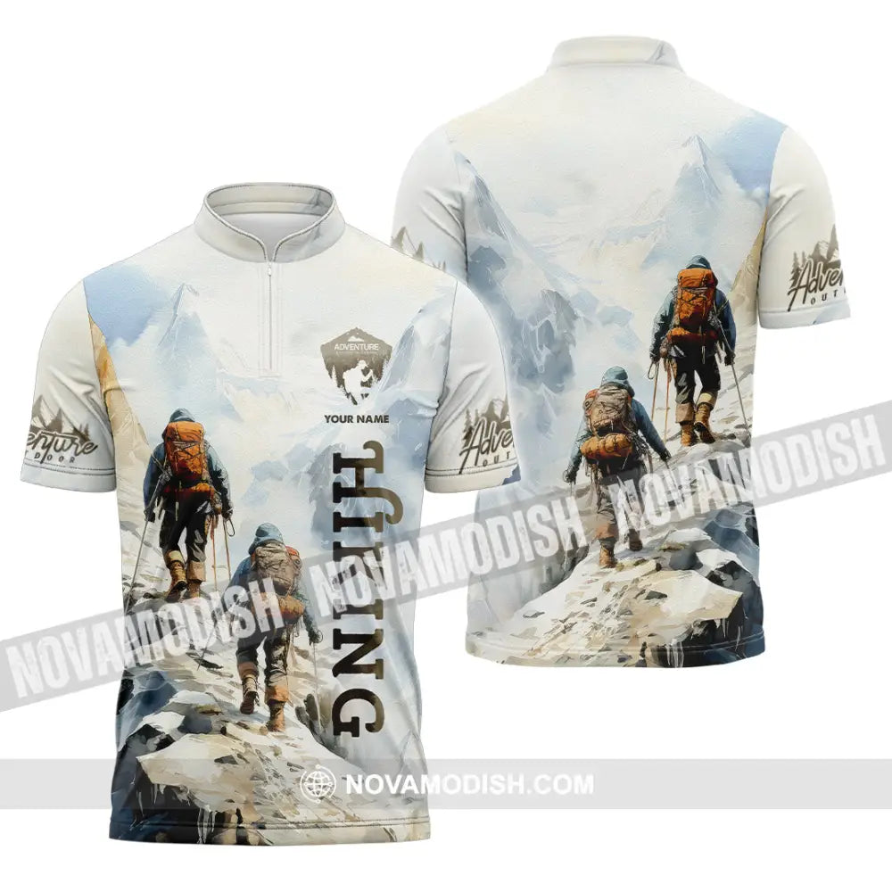 Unisex Shirt - Custom Text Shirt Hiking Zipper Polo Shirt / S T-shirt