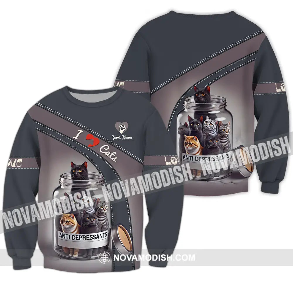 Unisex Shirt - Custom Text Shirt I Love Cat Shirt Long Sleeve / S T-shirt