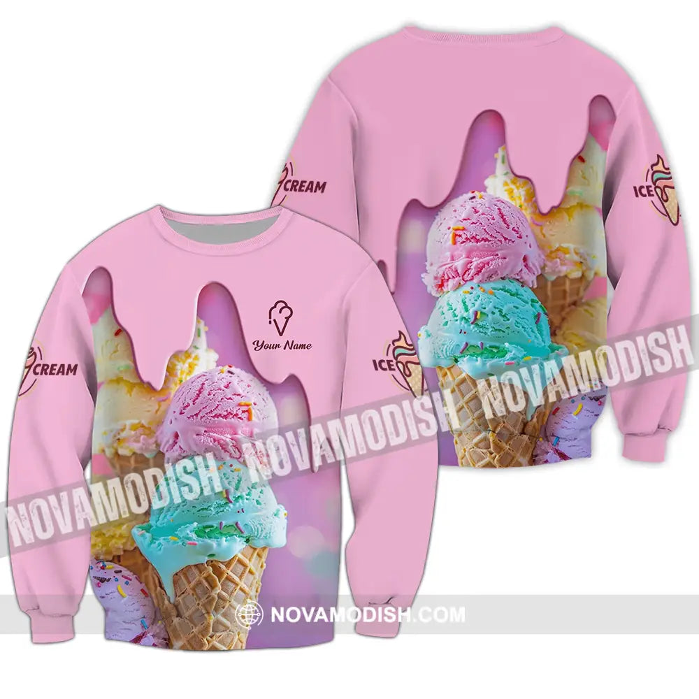 Unisex Shirt - Custom Text Shirt Ice Cream Shirt Long Sleeve / S T-shirt